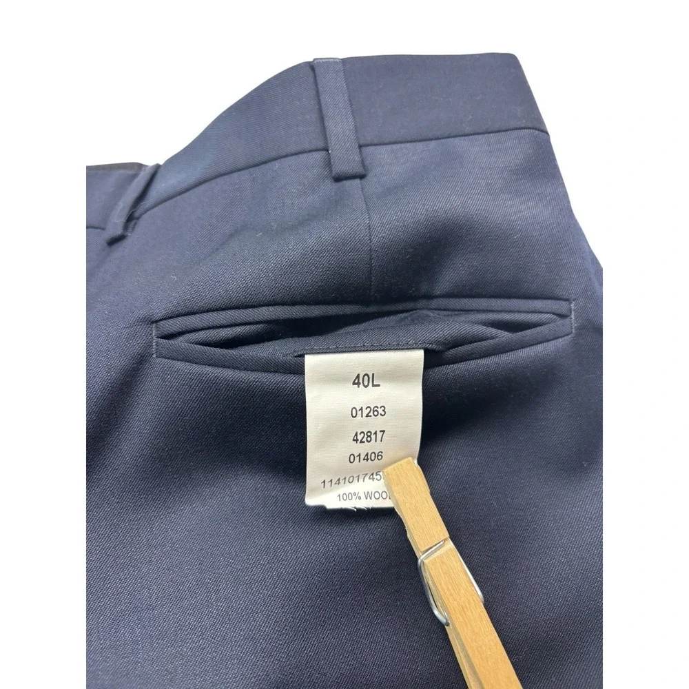 NEW Jos A Bank 40L 40 Unhemmed Navy Blue Dress Suit Pants Trousers Wool Pleated